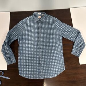 Levi’s Men’s Blue White Check Slim Fit Button Down Shirt Size XXL